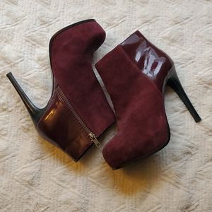 Maroon platform bootie